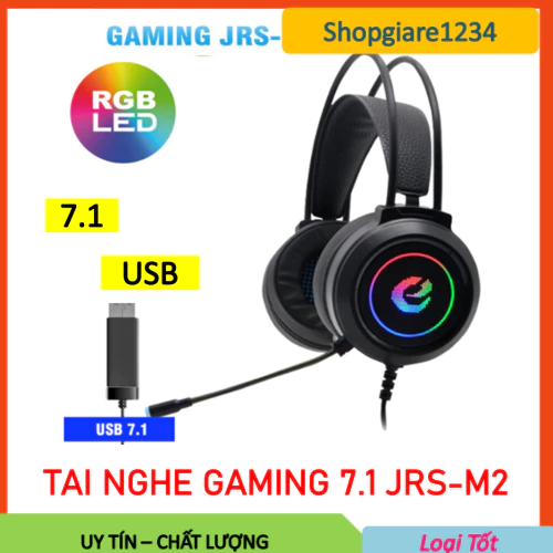 Tai nghe Gaming 7.1 cổng USB JRS-M1/ M2 có mic, LED RGB, âm thanh 7.1 cực hay- Full Box, Bảo hành 6 tháng