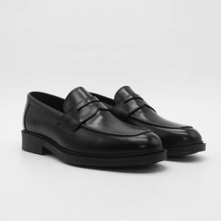 Giày Penny Loafer Black đế cao su nguyên khối cao 4cm CLF-03