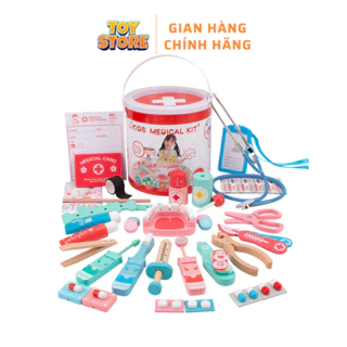 Bộ đồ chơi bác sĩ bằng gỗ cao cấp toystore FUDAER set hộp bác sĩ có tai nghe bác sĩ thật cho bé