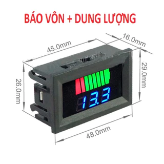 Đồng hồ báo vôn + dung lượng acquy 12V - 24V - 36V - 48V.. Đồng hồ Báo điện áp ắc quy, bình pin Lithium