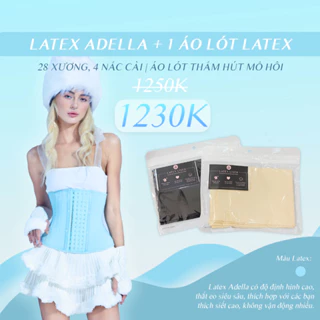 [Combo ADELLA + Áo Lót] Đai Nịt Bụng Latex Xanh 28 Xương, 4 Nấc Cài, Siêu Thắt Eo Chính Hãng Latex By WSTORE