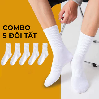 Tất cao cổ nam nữ G2, vớ cổ cao chất cotton co dãn bốn chiều, tất trắng dệt kim thấm hút, kháng khuẩn, chống hôi chân