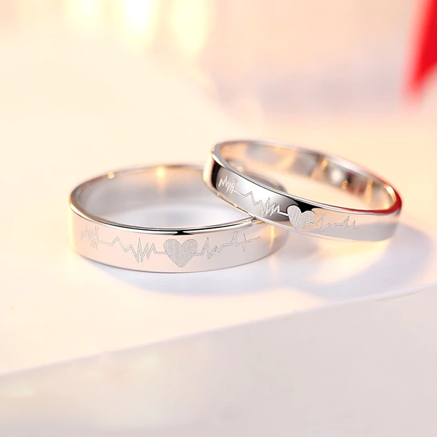 💝💝 Nhẫn Đôi Nam nữ NHỊP TIM dành cho couple kiểu dáng Freesize