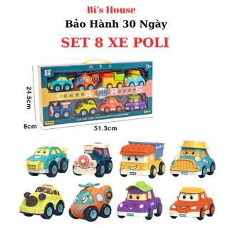 Đồ chơi xe poli - set 8 xe chạy trớn Bi's House