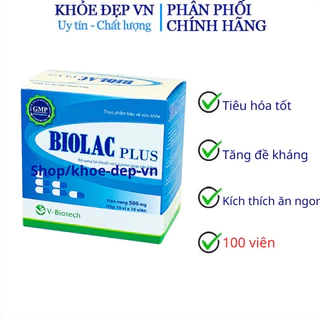 Men tiêu hóa Biolac Plus tăng cường hệ tiêu hóa , giảm đau bụng đầy hơi hộp 100 viên giao mẫu ngẫu nhiên