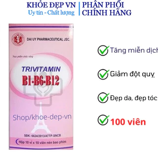 Viên uống Vitamin 3B Đại Uy hỗ trợ giảm đột quỵ, tăng hệ miễn dịch, đẹp da, đẹp tóc - Lọ 100 viên