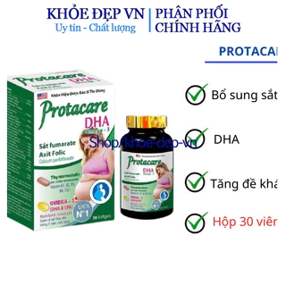 Viên uống Protacare DHA Omega-3 – Bổ sung dinh dưỡng cho mẹ bầu, tăng miễn dịch, bổ sung vitamin – Hộp 30 viên