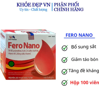 Viên uống Fero Nano bổ sung Sắt, Acid Folic cho người thiếu máu não, phụ nữ mang thai và sau sinh hộp 100 viên