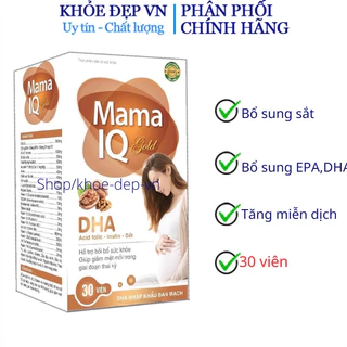 Viên uống Mama  IQ Gold bổ sung DHA, acid folic, sắt, vitamin cho bà bầu giúp bồi bổ sức khỏe - hộp 30 viên