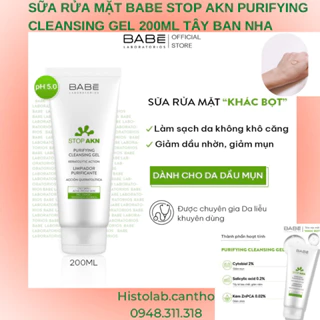 [CÔNG TY] Sữa rửa mặt BABÉ Stop Akn Purifying Cleansing gel cho da dầu mụn