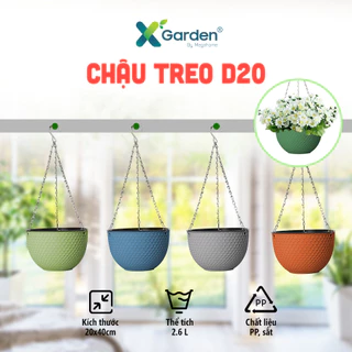 Chậu Hoa Treo Megahome trồng thủy canh kèm chậu lót và dây xích chắc chắn