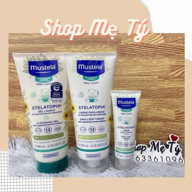 Gel tắm gội Mustela, Kem Dưỡng Da Mặt Và Cơ Thể Cho Trẻ Sơ Sinh & Em Bé Da Chàm Thể Tạng 200ml 0M+