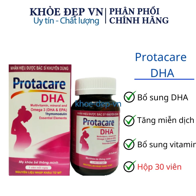 Viên uống sắt tổng hợp Protacare tốt cho bà bầu, tăng miễn dịch, bổ sung DHA - Hộp 30 viên