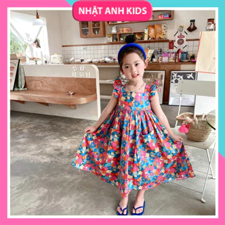 Váy Đầm Hoa Bé Gái, váy cánh tiên 100% cotton phong cách Hàn Quốc siêu dễ thương cho bé gái 2 - 8 tuổi