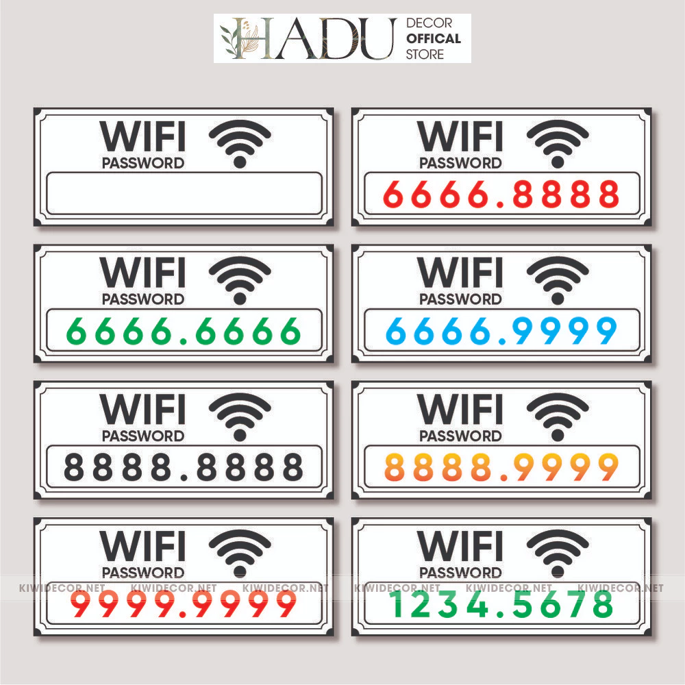 Biển Wifi, Pass Wifi, bảng mật khẩu wifi, biển pass wifi cho Cửa Hàng - Biển Tự Điền Pass Wifi