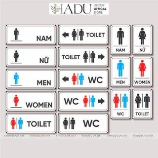 Biển Nhà Vệ Sinh, Toilet, WC, Nam/ Nữ, Bảng nhà vệ sinh, biển báo toilet, chỉ dẫn wc, men, women