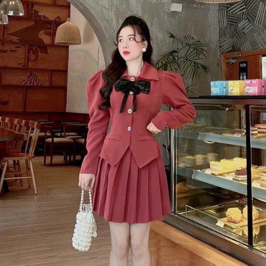 Sét Áo Nơ Tay Bồng Mix Chân Váy Nữ QC Cao Cấp 💋 Cùng CAROLL Rinh Đồ Tết FREESHIP 💋Bộ đồ phong cách cá tính Siêu Hót Hít
