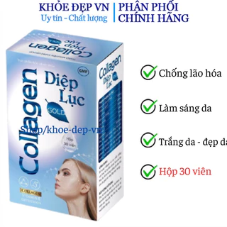 Viên Uống Đẹp Da Diệp Lục Collagen Gold giúp giữ dáng đẹp da, tăng cường sức khỏe - Hộp 30 viên