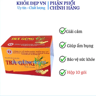 Trà gừng quế Đại Uy làm ấm cơ thể, giảm đầy hơi, khó tiêu, giảm cảm lạnh - Hộp 10 gói x 3g