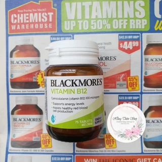 (Đủ bill) Vitamin b12 blackmores 75 viên úc, hỗ trợ mức năng lượng và hỗ trợ sản xuất tế bào hồng cầu