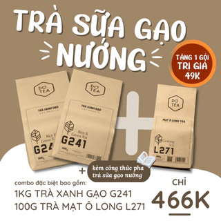 Combo 2 trà xanh gạo G241 500g Dotea tặng 1 gói mạt oolong L271 100g dùng pha chế trà sữa, trà trái cây