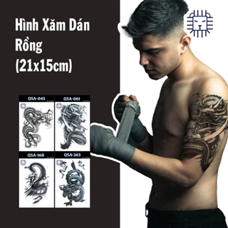 [Loại Ngắn Ngày] Hình Xăm Dán Con Rồng Chụp Ảnh, Đóng Phim, Dễ Dàng Tẩy Xóa - Dùng 2-5 Ngày (21x15cm)