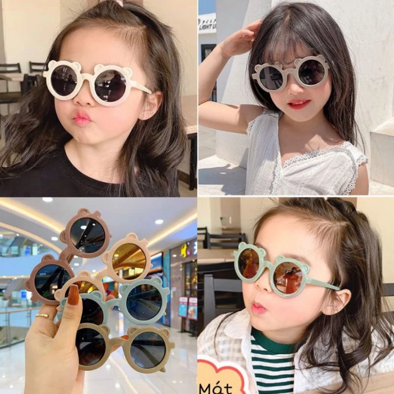 Kính Râm Mát Trẻ Em Tròn Hình Tai Gấu Cho Bé Chống Tia UV. được chọn màu)