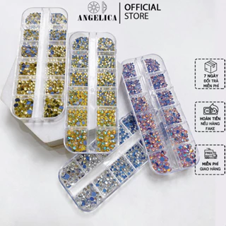 Khay đá nail chân lưới 12 khía đủ màu đính móng siêu sáng ANGELICA ANG