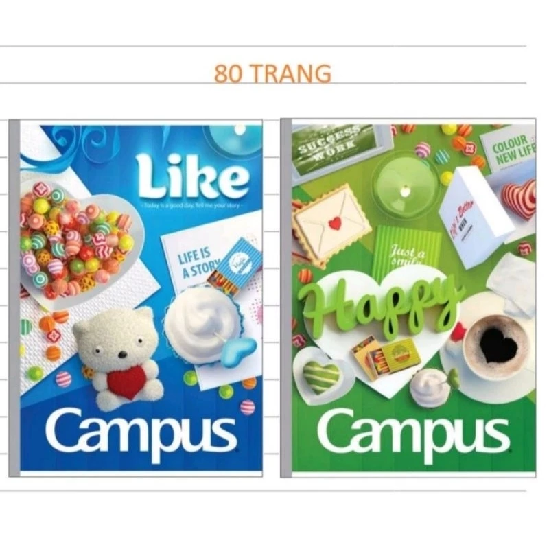 💝 Combo 10 vở kẻ ngang Campus 80 trang, vuông gáy, bìa đẹp.💖