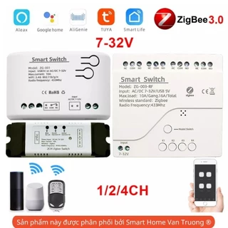 Module ZIGBEE TUYA 5V 12V 24V 48V cho cổng kiểm soát máy chấm công 1CH 2CH 4CH RELAY NO NC COM.