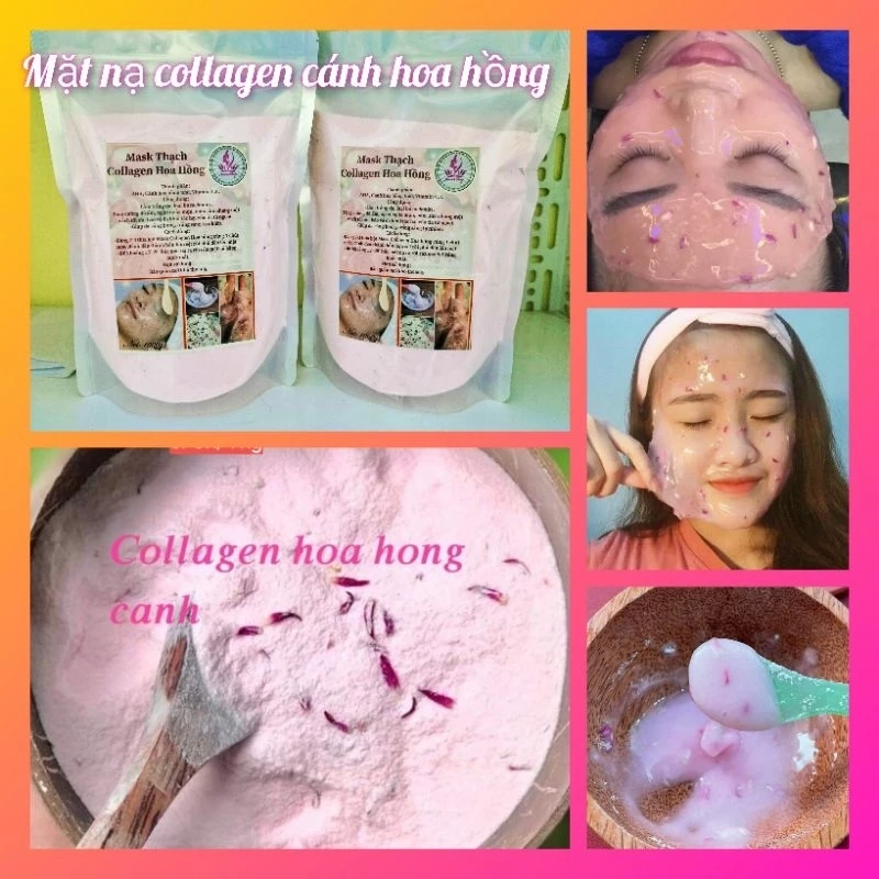 1kg mặt nạ dẻo collagen cánh Hoa hồng handmade trắng da /mờ nám