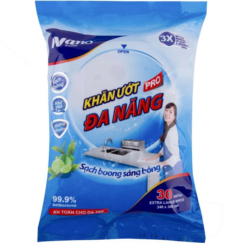 Khăn Ướt Lau Bếp Đa Năng Nano 30 Miếng