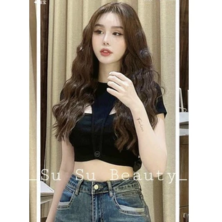 Áo kiểu croptop khoét 2 bên ngực cài nút dưới eo cực xinh ,  chất thun bozip mềm mịn