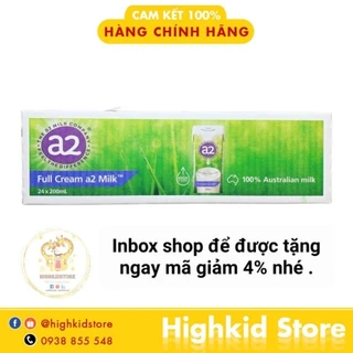 Sữa nước A2 200ml thùng 24 hộp mẫu mới