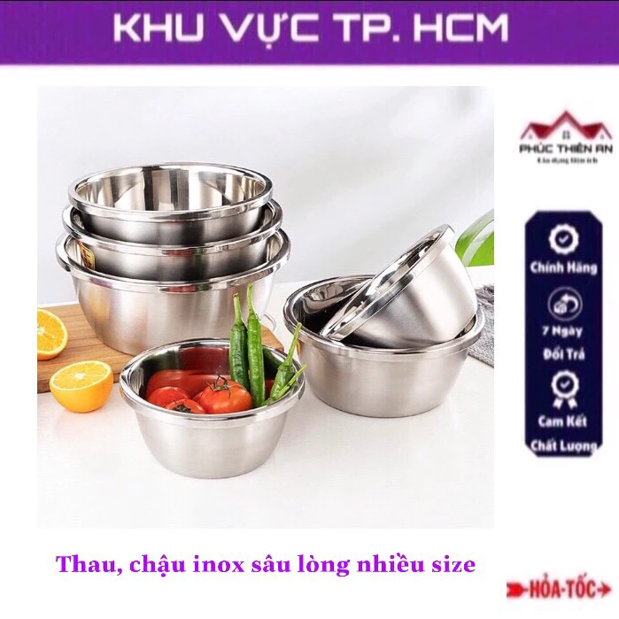 [ Nhiều size ] Thau, chậu inox sâu lòng - siêu dày, siêu bền