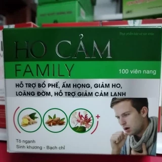 HO CẢM FAMILY hỗ trợ bổ phế, ấm họng, giảm ho, loãng đờm, hỗ trợ giảm cảm lạnh hộp 100 viên