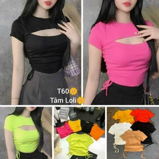 Áo thun kiểu croptop thun gân cực xinh