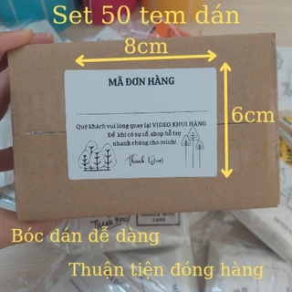 50 Tem dán ghi mã vận đơn kích thước 8x6cm cho gói hàng nhỏ