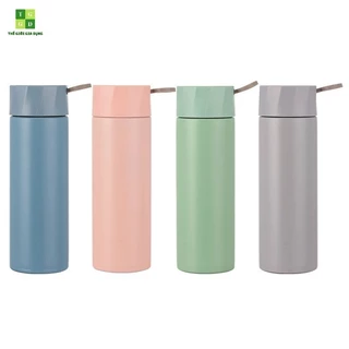 Bình giữ nhiệt mini cute 300ML, tự thiết kế, inox 304 an toàn sức khỏe, ly giữ nhiệt có dán sticker, dây đeo bình