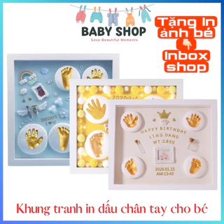 Bộ in dấu chân tay cho bé, lưu giữ khoảng khắc, Khung in dấu chân tay an toàno bé