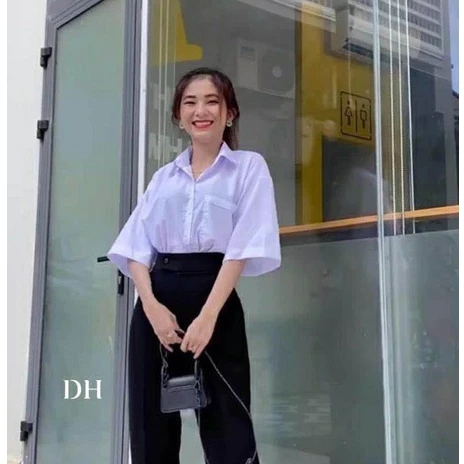 [ RẺ VÔ ĐỊCH ] Áo Sơ Mi Tay Lửng Màu Trắng Form Rộng Chuẩn Ảnh (Ảnh Thật) T4