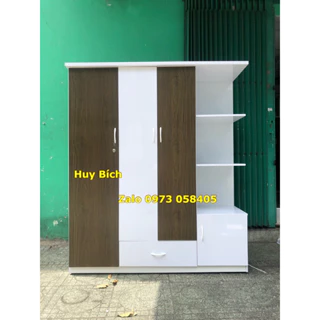 Tủ quần áo nhựa Đài Loan kèm kệ(145x150x45)lót lõi gỗ bản lề.