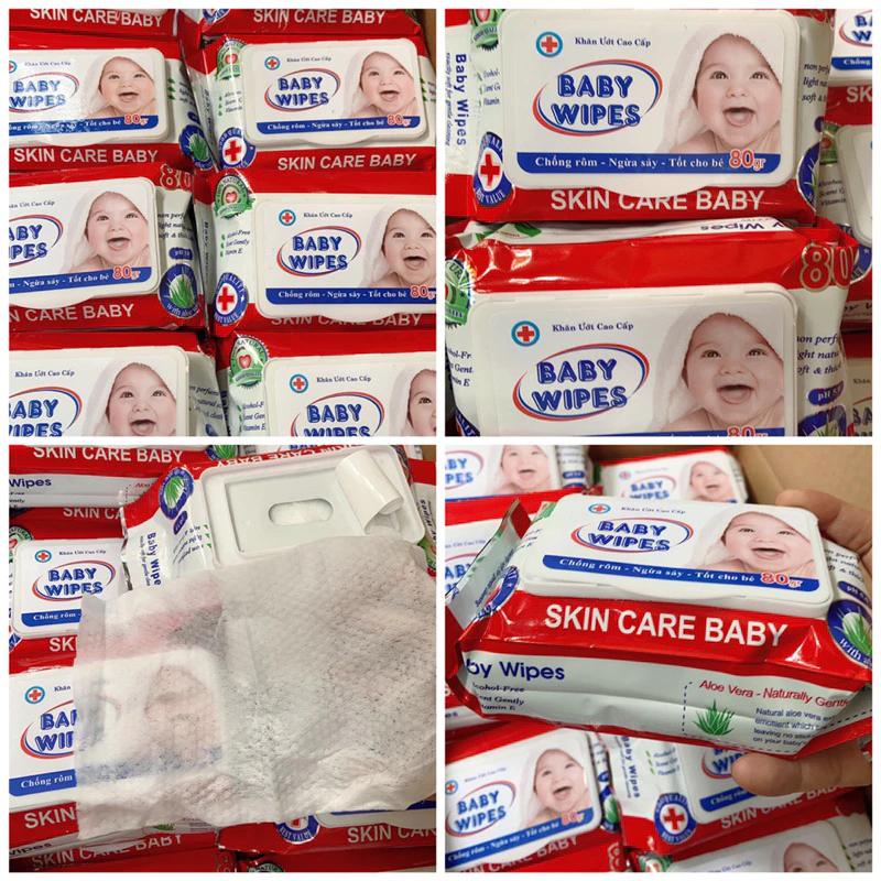 [Combo 10 gói] Khăn ướt Baby wipes 80gr