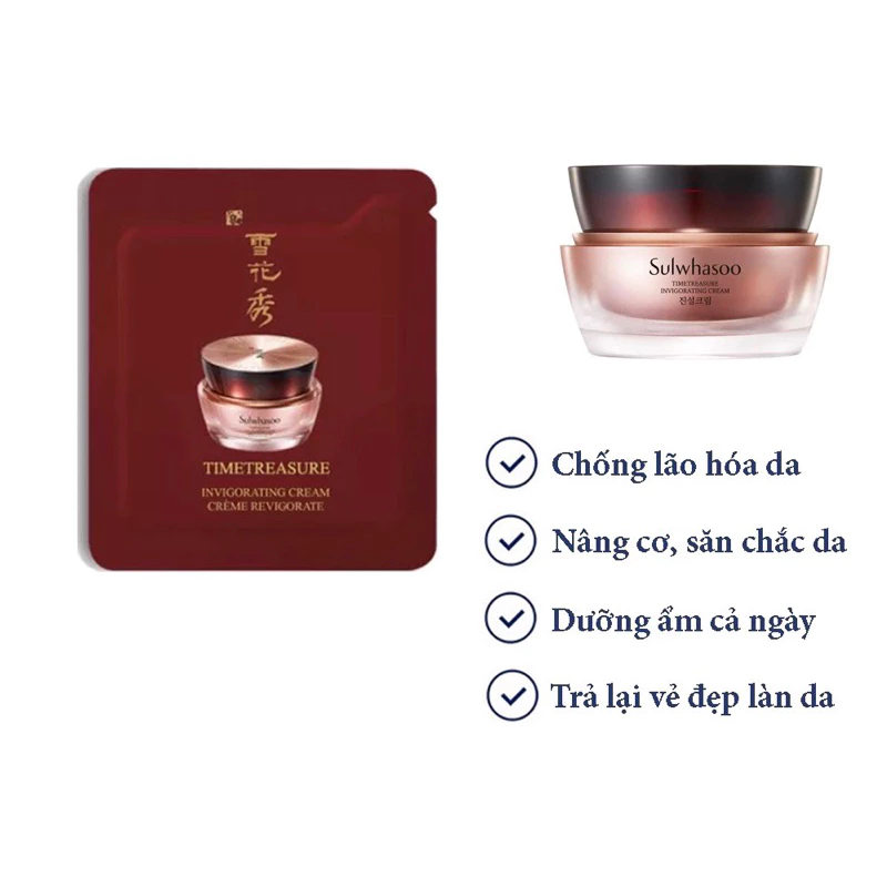 Gói Kem dưỡng chống lão hoá toàn diện Sulwhasoo thông đỏ Timetreasure Invigorating Cream 1ml