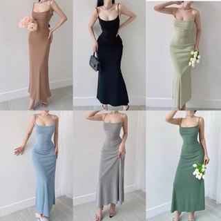 Đầm Maxi Cổ Đổ Thiết Kế Cột Dây Lưng