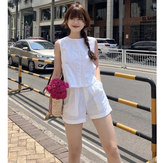 Áo Kiểu Croptop Linen Đắp Chéo Tà Sau HA1028 Áo Nữ Kiểu Thiết Kế Đơn Giản Thanh Lich Màu Trắng  - Thời Trang Hoa Đô