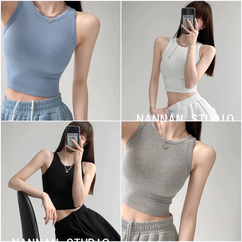 Áo Ba Lỗ Nữ Xuất Khẩu Dáng Croptop Cotton Tăm Siêu Mềm Mịn