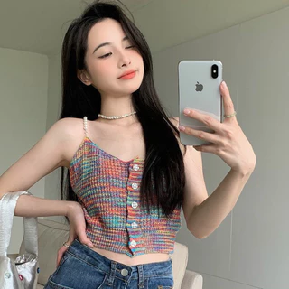 Áo 2 dây thổ cẩm dây đính ngọc dáng croptop phong cách vintage.