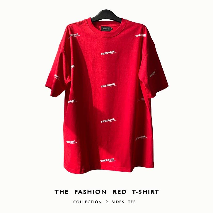 Basic Tee Red , Áo Thun Form Rộng Tay Lỡ Cotton 2 Chiều Cao Câp