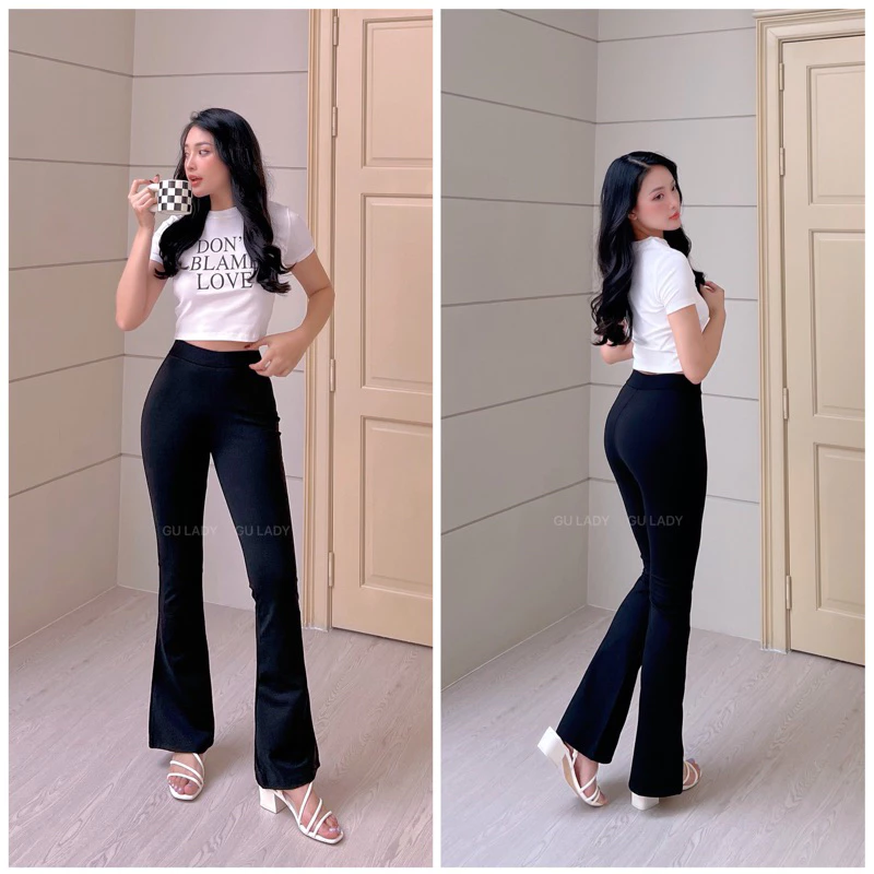 [HOT] Hack Dáng Với Quần Ống Loe Cạp Thun Lưng Cao (Hàng Thiết Kế Loại 1)  - Hàng Hiệu Cao Thiên Nhi